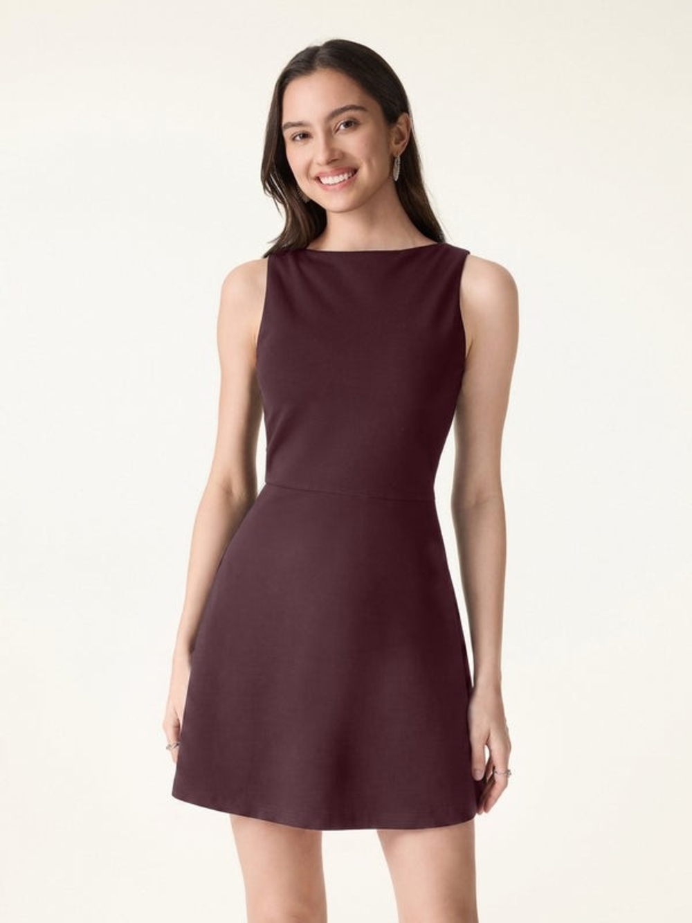 OGL Ponte Classy Boatneck Fit-and-Flare Mini Bra Dress